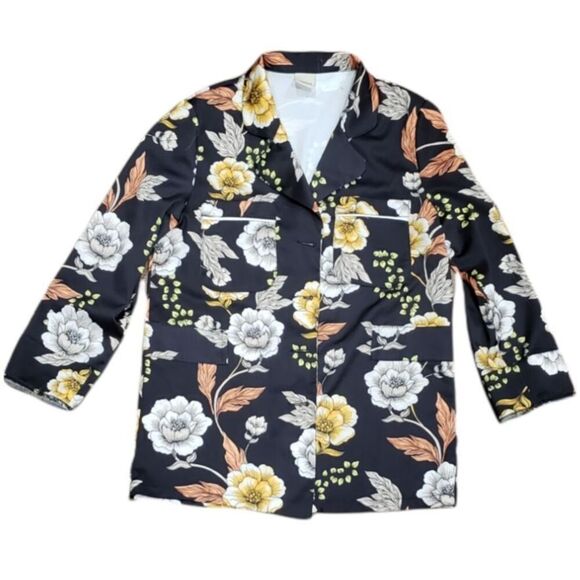 Jackets & Blazers - Lumina Black Floral Relaxed Straight Blazer S